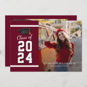 卒業2025 Grad Photos Burgundy Graduate 案内状 (正面/裏面)