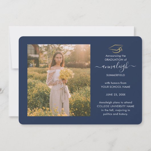 卒業2025 Photo Collage Navy Blue卒業生 案内状 (裏面)