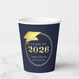 卒業2026 ネイビーブルーメタリックゴールド 紙コップ