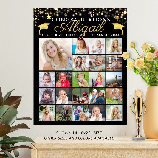 卒業22フォトコラージスクリプトカスタムの色 ポスター