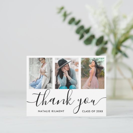 卒業3フォトコラージュありがとうはがき 案内ポストカード (スタンド正面)