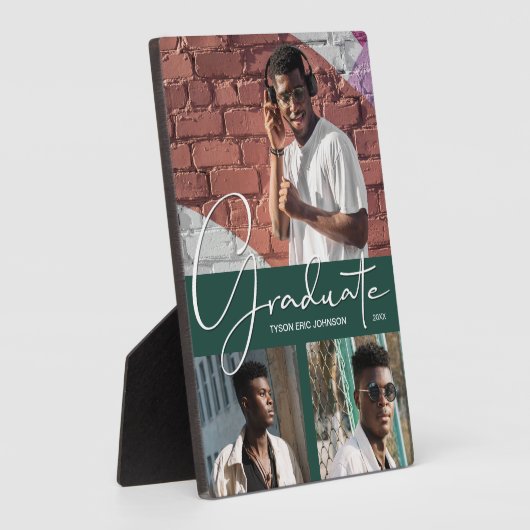 卒業3フォトコラージュのダークグリーン フォトプラーク (側面)