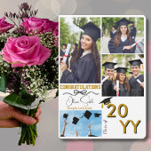 卒業4カスタム枚、卒業生、金ゴールド、ホワイト シーズンカード