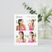 卒業4写真アナウンス招待状ホワイト インビテーションポストカード (スタンド正面)