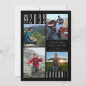 卒業4枚の写真白黒 案内状 (正面)