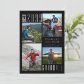 卒業4枚の写真白黒 案内状 (スタンド正面)