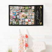 卒業43フォトコラージスクリプトブラック金ゴールド 横断幕 (インサイチュ)