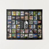 卒業44 フォト コラージュ 名前 学校 黒 タペストリー (正面(横))