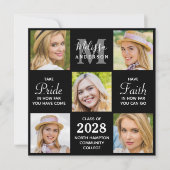 卒業5枚写真コラージュ 黒 卒業 招待状 (正面)