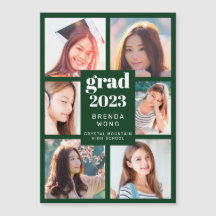 卒業6フォトコラージホワイトスクリプトグリーン