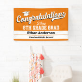 卒業8年生オレンジとホワイトバナー 横断幕 (インサイチュ)