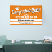 卒業8年生オレンジとホワイトバナー 横断幕 (トレードショー)