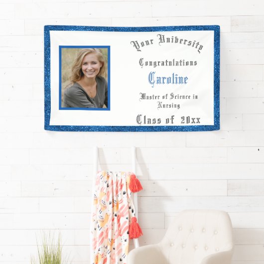 卒業、おめでとうナースグリッター、写真 横断幕 (インサイチュ)