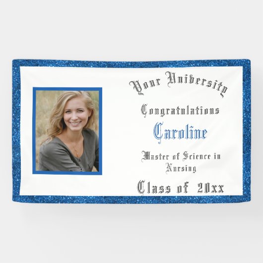 卒業、おめでとうナースグリッター、写真 横断幕 (横)