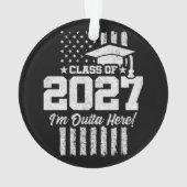 卒業 アメリカ国旗 シニアクラス 2027 オーナメント (裏面)