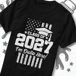 卒業 アメリカ国旗 シニアクラス 2027 Tシャツ