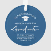 卒業 |クラスの年と学校の青エレガント色 オーナメント (裏面)