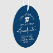 卒業 |クラスの年と学校PHOTO blue オーナメント (正面)