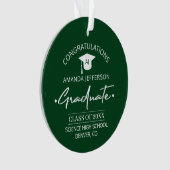 卒業 |クラスの年と学校PHOTO green オーナメント (正面)