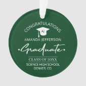 卒業 |クラスの年と学校PHOTO green オーナメント (正面)