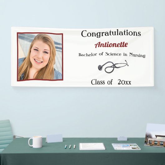 卒業，ナース, RN，聴診器 横断幕 (トレードショー)