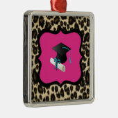 卒業-ピンクのヒョウ/チータ メタルオーナメント (右)
