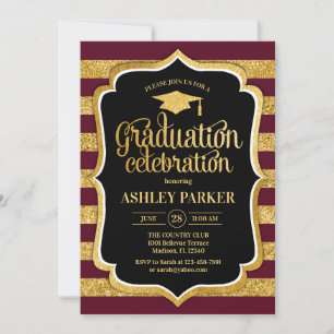 卒業 – ブルゴーニュ金ゴールドブラック 招待状