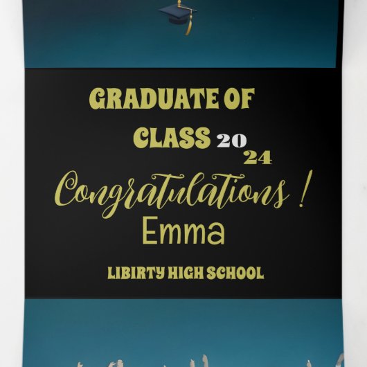 卒業 三つ折り招待状 (内部中)