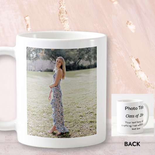 卒業、写真と文字の追加、Keepsake コーヒーマグカップ