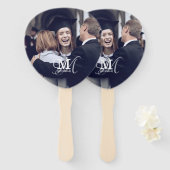 卒業 |写真カスタムと名前のタイポグラフィ ハンドファン (正面&裏面)