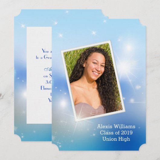 卒業《写真》ぼけ味と星 招待状 (正面/裏面)