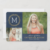 卒業 初期 編集可能 カラー 卒業カード 招待状 (正面)