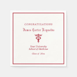 卒業、医学部、レッドカドゥセウス スタンダードカクテルナプキン