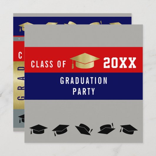 卒業・卒業スタイリッシュ会 招待状 (正面/裏面)