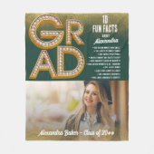 卒業 卒業 黄金 グリッター 楽しい事実 写真 クラス フリースブランケット (正面)