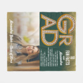 卒業 卒業 黄金 グリッター 楽しい事実 写真 クラス フリースブランケット (正面(横))