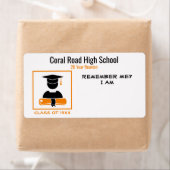 卒業/懇親会ブラックオレンジ紙名タグ ラベル (インサイチュ)