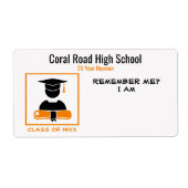 卒業/懇親会ブラックオレンジ紙名タグ ラベル (正面)