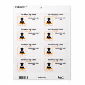 卒業/懇親会ブラックオレンジ紙名タグ ラベル (フルシート)