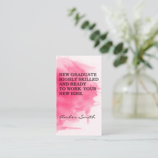 卒業 | 新規採用 | 水彩背景 名刺 (スタンド正面)