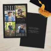 卒業 現代的な スタイリッシュな ４つの 写真 黒 案内状