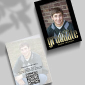 卒業 現代 シンプル ゴールド おしゃれ タイポグラフィ 招待状