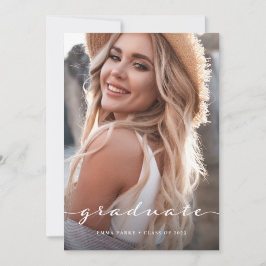 卒業 |繊細な台本と2枚の写真 案内状 (正面)