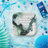 卒業、美しい緑のターコイズゲート大理石 ペーパープレート (パーティー)