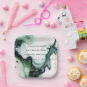 卒業、美しい緑のターコイズゲート大理石 ペーパープレート (パーティー)