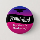 卒業-誇り高い叔母さん 缶バッジ (正面)