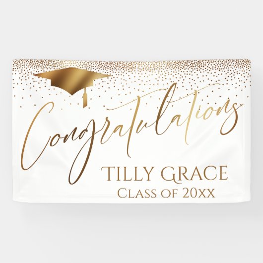 卒業、金ゴールド紙吹雪 横断幕 (横)