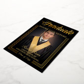 卒業。黄金の手で未来を輝かせよう 箔招待状 (回転した状態)