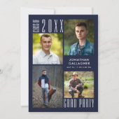 卒業 Modern スタイリッシュ CLASS OF 20XX ネイビーブルー 招待状 (正面)