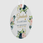 卒業 | PHOTOエレガントフローラブルーと金ゴールド オーナメント (正面)